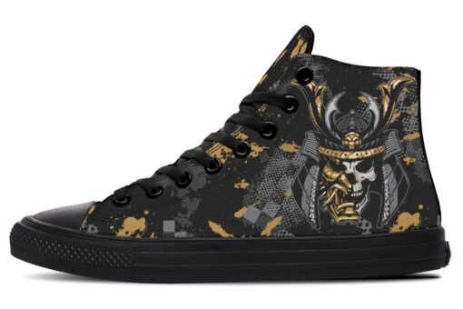 golden samurai skull high top canvas shoes