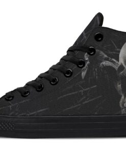 gothic skull and raven high top canvas shoes