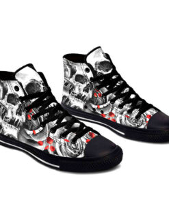 gray rose skull high top shoes