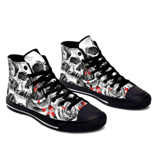 gray rose skull high top shoes