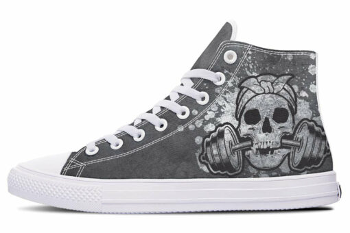 gray splat skull high top canvas shoes