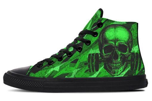 green camo workout high top canvas shoes