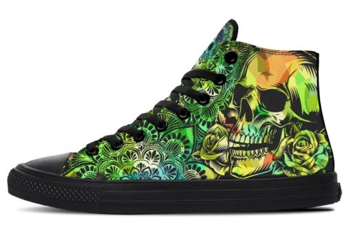 green color blaster skull high top canvas shoes