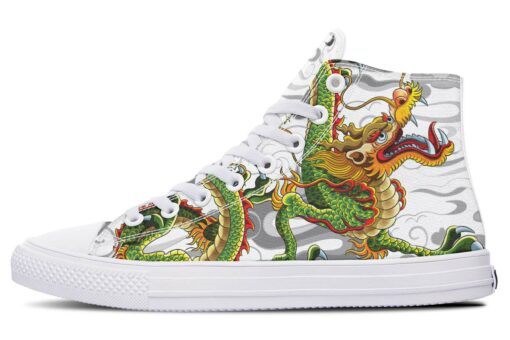 green japanese dragon high top canvas shoes