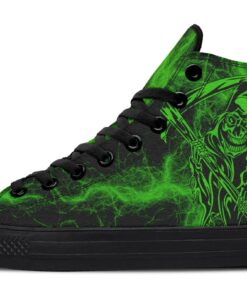 green lightning grim reaper high top canvas shoes