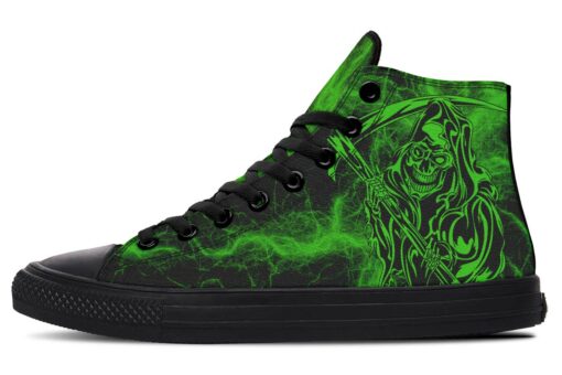 green lightning grim reaper high top canvas shoes