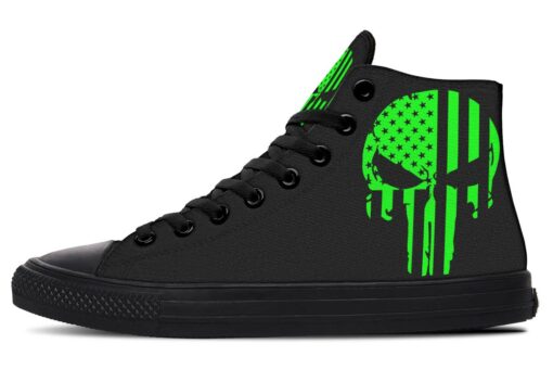 green punisher high top canvas shoes