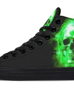 green skull explosion high top canvas shoes