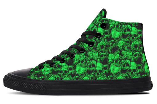 green skull party high top canvas shoes