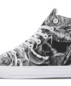 grey scary dragon high top canvas shoes