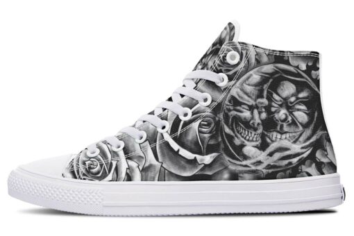 grey sun and moon high top canvas shoes