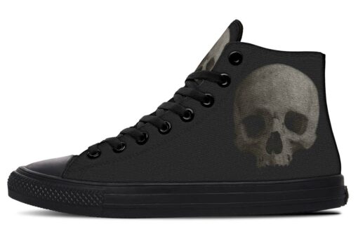 grey tattoo skull high top canvas shoes