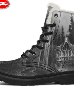 grim reaper and fir faux fur leather boots