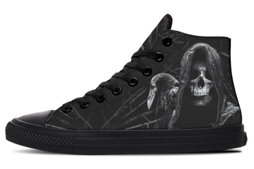 grim reaper and raven high top canvas shoes