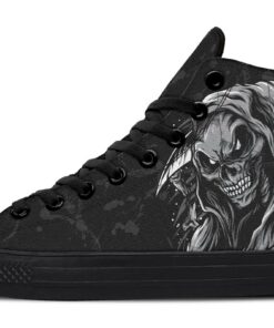 grim reaper cartoon style high top canvas shoes