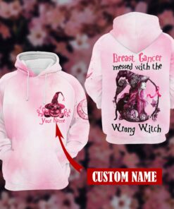 halloween breast cancer witch pumpkin breast cancer messed 3d hoodie