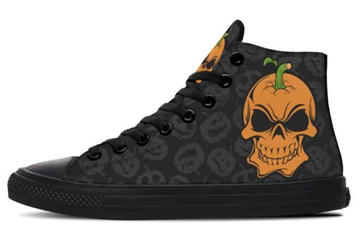 halloween skull pumpkin high top canvas shoes