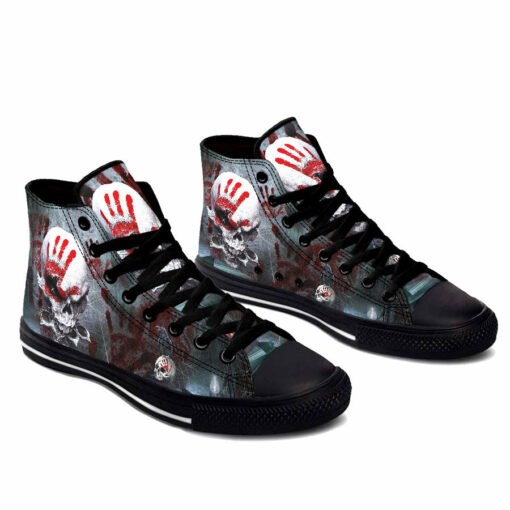 hand certification skull high top shoes