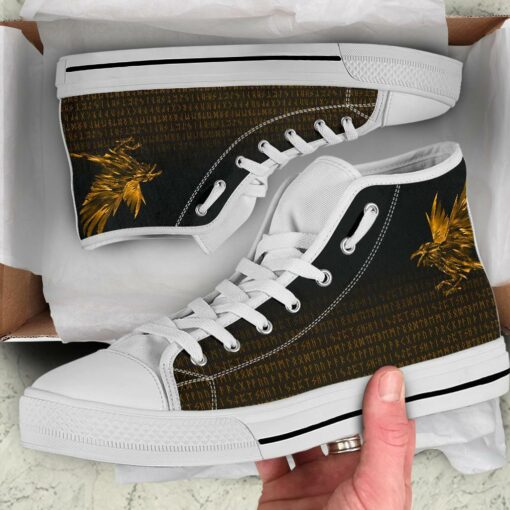 high top shoes the raven of odin rune gold a27