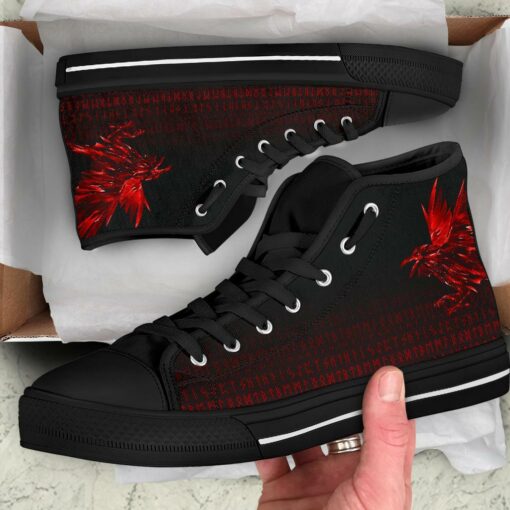 high top shoes the raven of odin rune red a27
