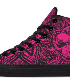 hot pink skull high top canvas shoes