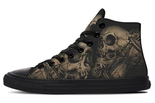 hourglass rose skull high top canvas shoes