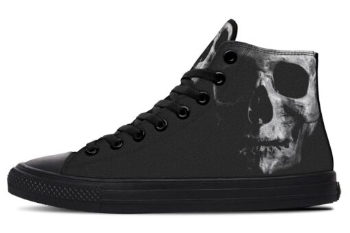 human skull high top canvas shoes
