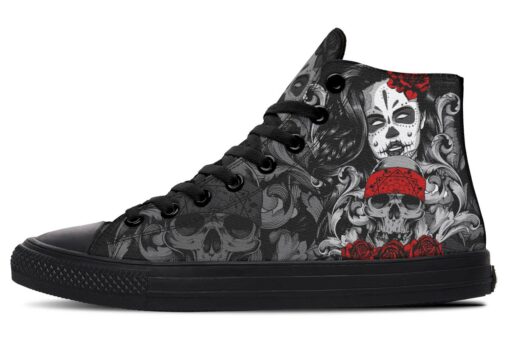 i am pretty with my skull high top canvas shoes
