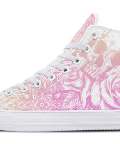i love skull and roses high top canvas shoes