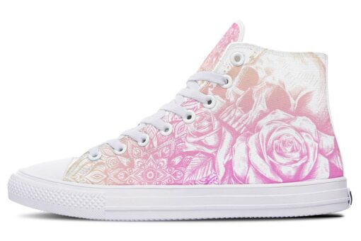 i love skull and roses high top canvas shoes