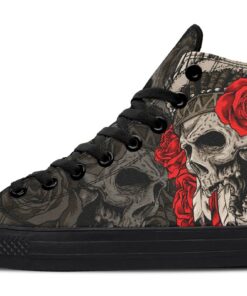 indian skull chief and roses high top canvas shoes