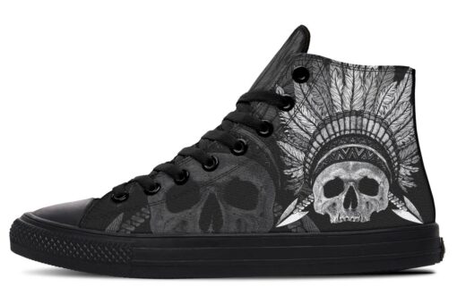 indian skull chief high top canvas shoes