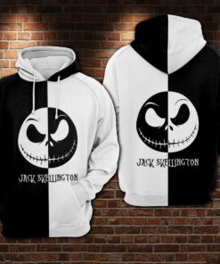 jack skellington black and white 3d hoodie