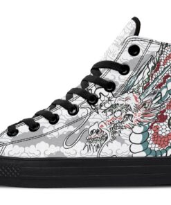 japanese dragon drawing high top canvas shoes