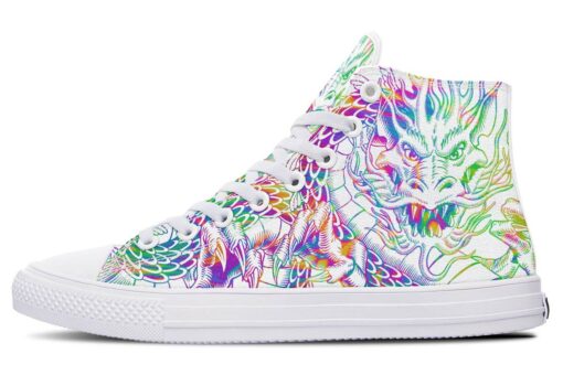 japanese dragon explosion high top canvas shoes