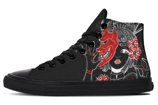 japanese girl and hannya high top canvas shoes