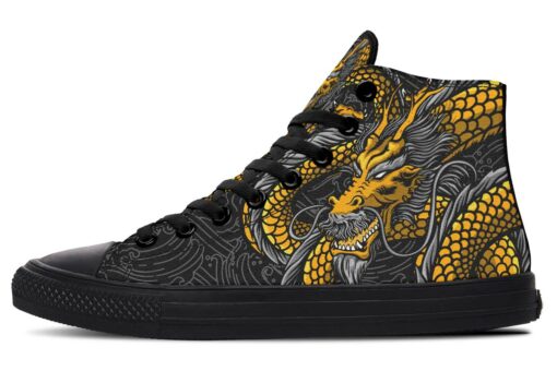 japanese gold dragon high top canvas shoes