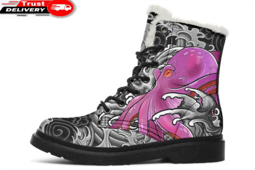 japanese octopus2 faux fur leather boots