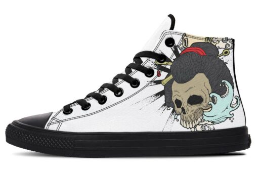japanese skull high top canvas shoes