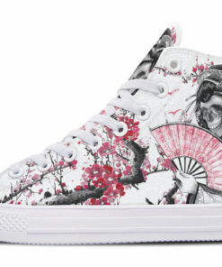 japanese skull woman high top canvas shoes