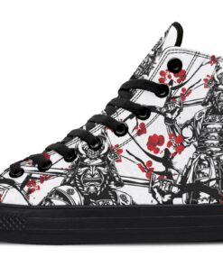 karuta and red flowers high top canvas shoes