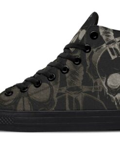 knife through a skull high top canvas shoes