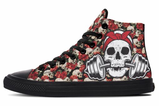 lifting women skull high top canvas shoes