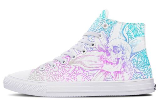 lily flower skul art high top canvas shoes