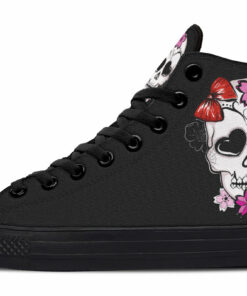 lovely hearth skull high top canvas shoes