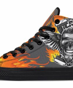 mad skull high top canvas shoes