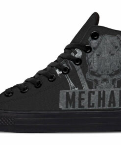 mechanic skull high top canvas shoes