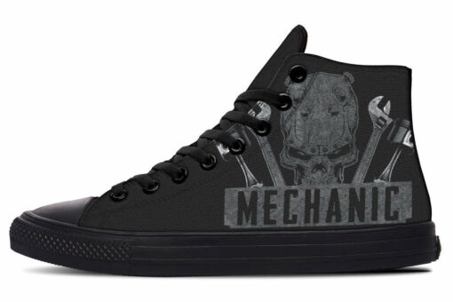 mechanic skull high top canvas shoes