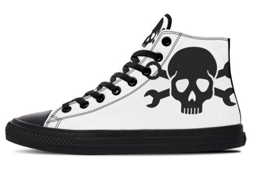 mechanic skull wrench high top canvas shoes