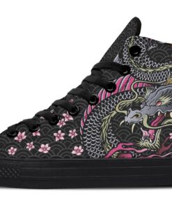menacing japanese dragon high top canvas shoes